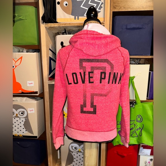 ♥️❤️VINTAGE VICTORIA SECRET FULL ZIP HOODIE-washed red - Picture 10 of 12